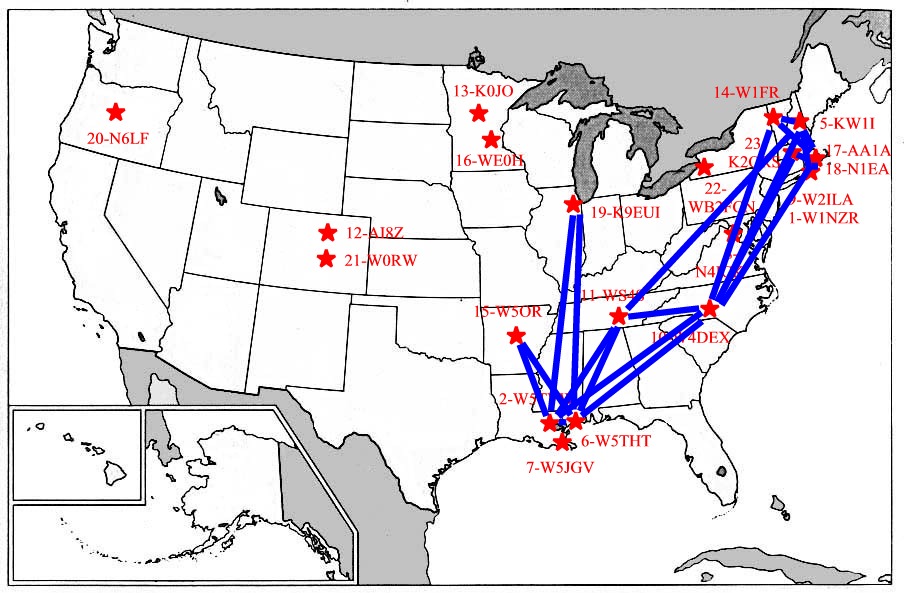 WD2XSH Station QSO Paths as of 28 FEB 2007